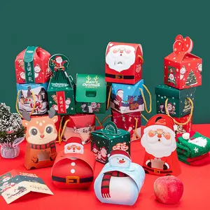 Kustom Dicetak Hadiah Portabel Eve Kotak Permen Apel Biskuit Kemasan Kertas Kotak Kertas Kue Natal