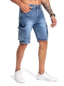 Shorts en <span class=keywords><strong>jean</strong></span> pour <span class=keywords><strong>homme</strong></span>, longueur <span class=keywords><strong>genou</strong></span>, légèrement extensibles, style décontracté, multi-poches, pour l'été - Product Image 5