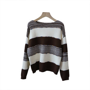 Nouveau Pull Tricoté Imprimé Rayé Color Block Amincissant et Polyvalent pour Femme, Collection Automne 2026, Effet Rajeunissant, Tendance et Personnalisé - Product Image 2