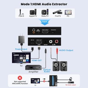 Syong 4K 60Hz hdmi2.0b sang HDMI 2.0b + L/R RCA 3.5mm + <span class=keywords><strong>SPDIF</strong></span> + ARC hdmi2.0b Bộ chuyển đổi trích xuất âm thanh TV/2.0/5.1Ch - Product Image 3