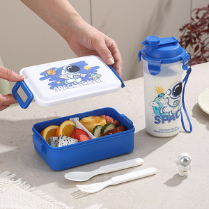 Boîte <span class=keywords><strong>à</strong></span> lunch mignonne de style dessin animé avec gourde en plastique, compatible micro-ondes, portable et hermétique, idéale pour la rentrée scolaire - Product Image 2