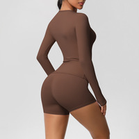 Nouveau costume de yoga pour femmes en deux pièces, respirant, solide, double face, ajusté, long