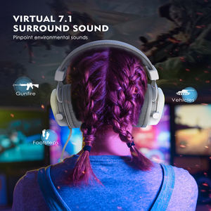 Casque de jeu filaire circum-auriculaire <span class=keywords><strong>H6</strong></span> avec LED RGB, affichage numérique, transducteur dynamique, son surround 7.1, connexion <span class=keywords><strong>USB</strong></span> et réduction de bruit ENC - Product Image 6