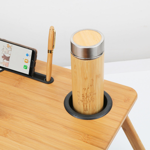 Meja Komputer lipat bambu, komputer meja malas asrama rumah tangga luar ruangan portabel tempat tidur kayu - Product Image 5