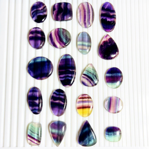 Wholesale Trimurti <b>Gems</b> Natural Multi Purple Fluorite Crystal Cabochon AAA+ Loose <b>Stone</b> Custom Jewelry Making <b>Fire</b> Effect - Product Image 1