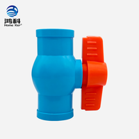 Katup Bola PVC Berkualitas Tinggi Warna Biru dengan Gagang ABS Oranye untuk Sistem Pipa Air Irigasi Pertanian