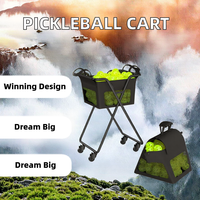 Chariot portable léger en acier pour balles de pickleball, sac de transport en tissu Oxford pour 120 balles de tennis et 100 balles de pickleball, utilisation extérieure