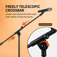 Support de microphone portable pour enregistrement en direct, trépied vertical pour basson, design pliable, métal noir PHOEBE MIC-05 24-99CM