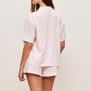 Conjunto de Pijama de Dos Piezas Transpirable para Mujer, Ropa de Dormir Personalizada, Elegante y Suave, Pijama a Cuadros para Mujer - Product Image 2