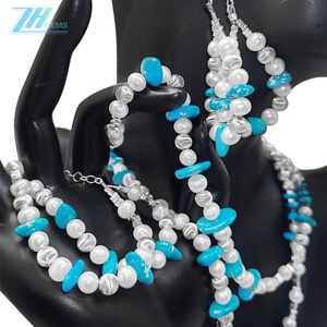 Conjunto de turquesa Perla natural y turquesa Premium Match S925 Joyería de plata Diseño original Hecho a mano - Product Image 4