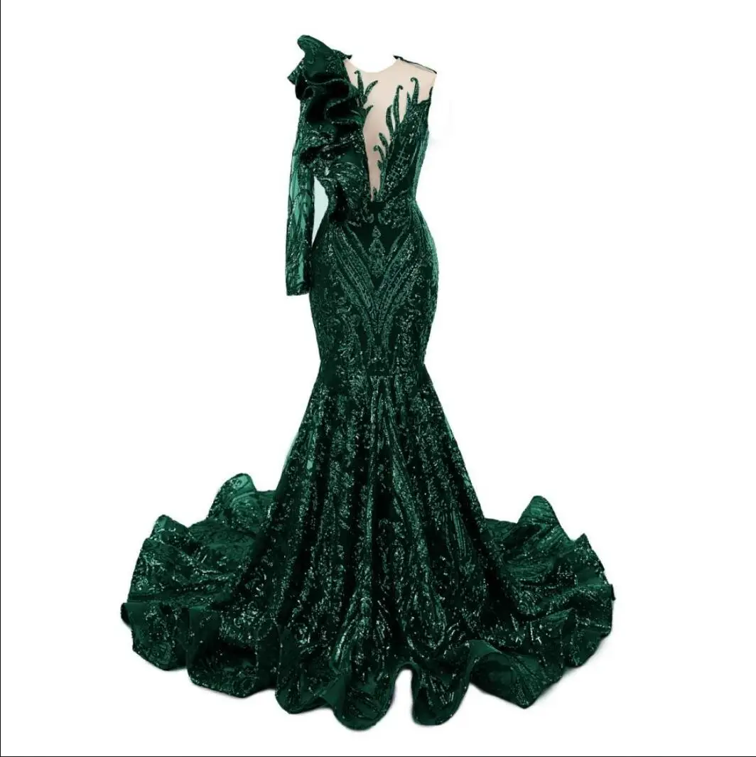 chinese dress ladies Sheer-Waist Long Metallic Lace Prom Dress main image 1
