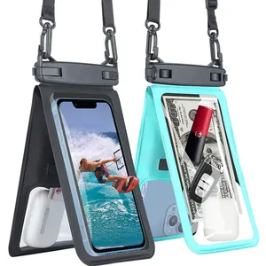 ที่วางโทรศัพท์6.7in แบบใสกันน้ำได้สองช่องกระเป๋า PVC สำหรับใส่คีย์การ์ด iPhone ของเล็กๆ