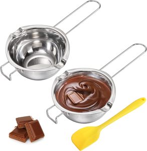 Pot à fondue 500 ml en acier inoxydable 201 poli miroir, écologique, compatible lave-vaisselle, qualité alimentaire, pour la cuisson du chocolat - Product Image 1