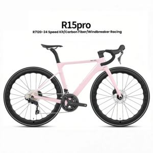 Vélo de route en fibre de carbone à pneus larges 700C avec freins à disque hydrauliques à engrenages WheelTop TX-24S sans fil, pare-vent pour la course à vélo adulte - Product Image 1