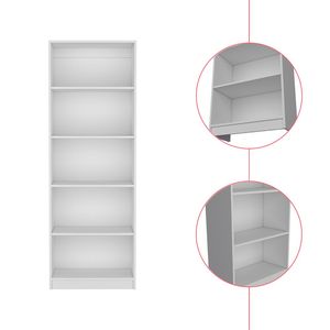 Bibliothèque blanche Benzoni à 4 étagères, meuble de rangement de bureau au design minimaliste en bois, type sur pied - Product Image 5