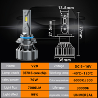 Ampoule de phare LED AKE V20 70W H7 universelle 12V 6000K 7000Lm Focos Led Para Automovile H1 H3 H4 H11 H13 9005 9006 9007 9012 Led