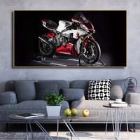 Cetakan Seni Dinding Sepeda Motor Grosir - Poster Kanvas Sepeda Cruiser Biru Vintage untuk Dekorasi Ruang Tamu, Garasi, atau Ruang Pria (Man Cave) Berbingkai