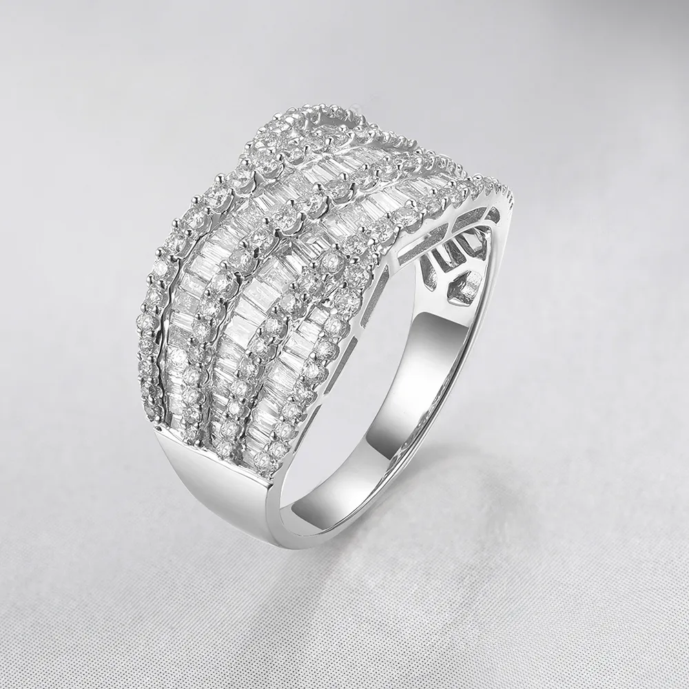 SKA 신제품 18k 골드 1.10 캐럿 바게트 컷 다이아몬드 약혼 결혼 반지