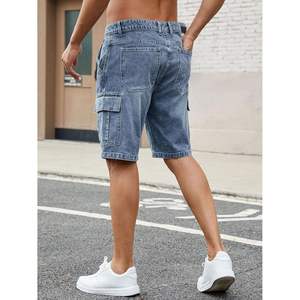 2025 <b>Men's</b> High Waist Vintage Style Denim Cargo <b>Shorts</b> Loose Fit Multi-Pockets Embroidered Animal Print Patterns Light - Product Image 1