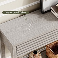 Table console moderne en bois d'ingénierie gris anti-basculement avec 2 tiroirs et étagère de rangement pour couloir et entrée