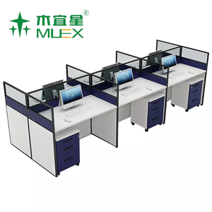 Muebles de oficina de diseño moderno, escritorio de oficina con pantalla de partición de aleación de aluminio, vidrio templado, blanco, más nuevo - Product Image 1