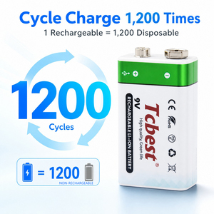 <span class=keywords><strong>Batteria</strong></span> al Litio Ricaricabile Type-C <span class=keywords><strong>9V</strong></span> 500mAh 1200 Cicli per Microfono Wireless e Multimetro - Product Image 5