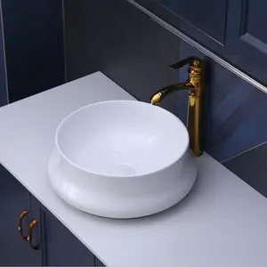 Popular design countertop bathroom ceramic sanitary ware hand wash art basin above counter white round vessel sinks for toilet