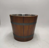Seau à glace en bois personnalisé de 5 L avec table intégrée, baril à glace rond en bois pour champagne, vin et bière en acier inoxydable