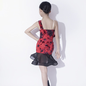 Traje de Baile Vintage para Niñas, Falda con Volantes y Rosas 3D, para Salsa Latina, <span class=keywords><strong>Jazz</strong></span>, Baile Contemporáneo, Competencia y Entrenamiento - Product Image 5