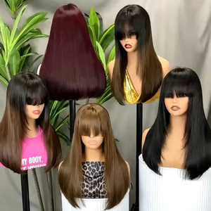 Promotion 142$ Letsfly Perruques Lace 5x5 à densité 300% avec frange SDD, en cheveux humains vietnamiens, vente en gros, 20 pouces - Product Image 1