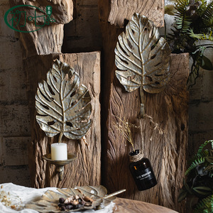 Vintage Metal Monstera <b>Leaf</b> Candle Holder <b>Wall</b> <b>Decor</b> Handmade Iron Christmas Home Decoration - Product Image 1