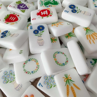 Jeu de Mahjong américain en acrylique à motif moulin à vent mignon, 160 pièces, base blanche, pour divertissement à domicile pour adultes