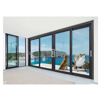 Porte pliante coulissante moderne en alliage d'aluminium ignifuge avec moustiquaire en fibre de verre pour entrée d'hôtel et usage extérieur
