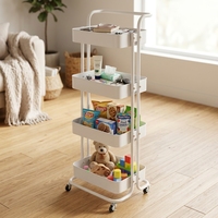 Chariot de rangement roulant à 4 niveaux, organisateur mobile, chariot multifonctionnel avec roues pour la cuisine