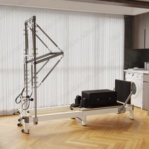 Duradera cama plegable de metal de hierro semi-elevada Pilates Reformer con torre y medio trapecio para estudios de Pilates - Product Image 4