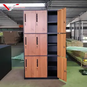 Armario de almacenamiento de Metal con 9 puertas, armario de oficina, muebles, taquillas de personal