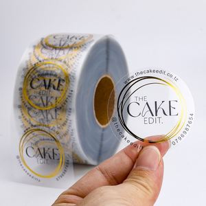 Étiquettes autocollantes transparentes rondes pour gâteaux, imperméables, écologiques, en vinyle doré, pour cadeaux et artisanat - Product Image 1