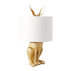 Christmas Cute Resin Rabbit Creative Table Small <b>Lamp</b> with Gold White Color for Birthday Gift - Product Image 1