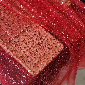 Kalın yoğunluklu boncuk kumaş gelin elbise dantel boncuklu kumaş taklidi kumaş için düğün elbisesi - Product Image 3