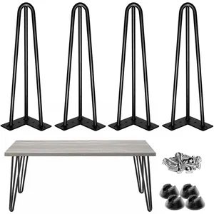 3rods 10mm 20 inch Set of 4 Furniture Metal Table Legs Hairpin Legs U shape Coffee Table leg