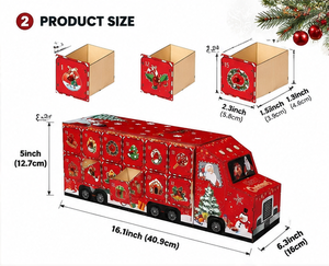 Custom <b>Red</b> Christmas Bus Shaped Advent Calendar Box with Drawers Rigid Cardboard Santa Gift Packaging for Holiday Wholesale - Product Image 3