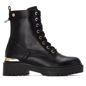 Xti Combat <b>Boots</b> Black Leather Lace Up Chunky Sole Women's Ankle <b>Boots</b> - Product Image 1
