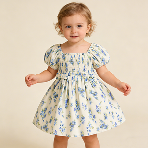 Abiti Casual Traspiranti per Bambine Baifei, Vestito a Maniche Corte con Arricciatura, <span class=keywords><strong>Abbigliamento</strong></span> Personalizzato Stampato per Bambine - Product Image 2