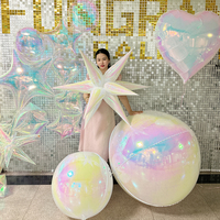 Vente flash : ballons ronds en feuille d'aluminium irisés blanc nacré 4D de 60 pouces pour décorations de mariage et de fête d'anniversaire