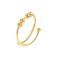 Bague anti-stress en argent sterling 925, simple, avec 4 perles rotatives pour apaiser les émotions, vente en gros