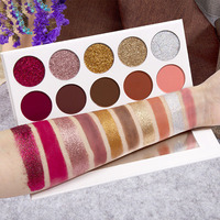 Palette de fards à paupières en poudre métallique 10 couleurs, fini scintillant et mat, pigment brillant mélangé, maquillage pour les yeux, marque privée, logo personnalisé