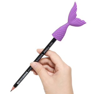 New Mermaid Shape Pencil Topper Bite <b>Silicone</b> Teether Pencil Cap Sensory Toy for Kids Autism ADHD Chewlery Non-Toxic - Product Image 2