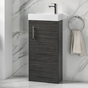 Meuble-lavabo de <span class=keywords><strong>salle</strong></span> de <span class=keywords><strong>bain</strong></span> moderne en <span class=keywords><strong>bois</strong></span>, une porte, finition imperméable, blanc, avec lavabo - Product Image 5