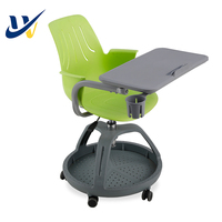 Chaise de formation scolaire mobile au design moderne avec tablette d'écriture, réglable en hauteur et durable en plastique