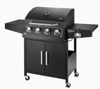 Barbecue au gaz propane à 3 brûleurs avec grilles de cuisson en émail de fer, arrêt automatique, table latérale pliable et panier suspendu